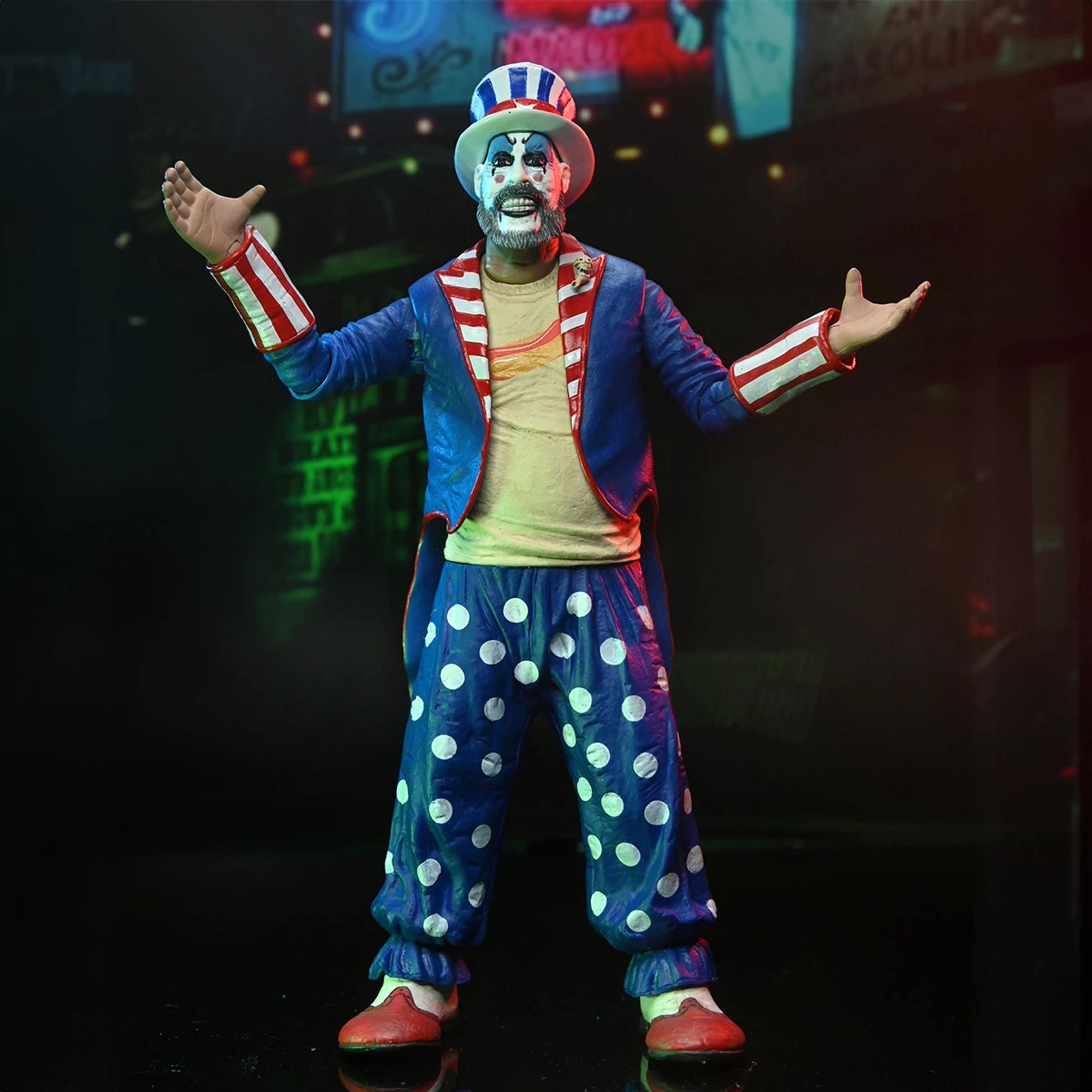 captain spaulding's museum of monsters and madmen HOUSE OF 1000 CORPSES FIGURINE CAPTAIN SPAULDING (TAILCOAT) 20TH ANNIV – Neca Online