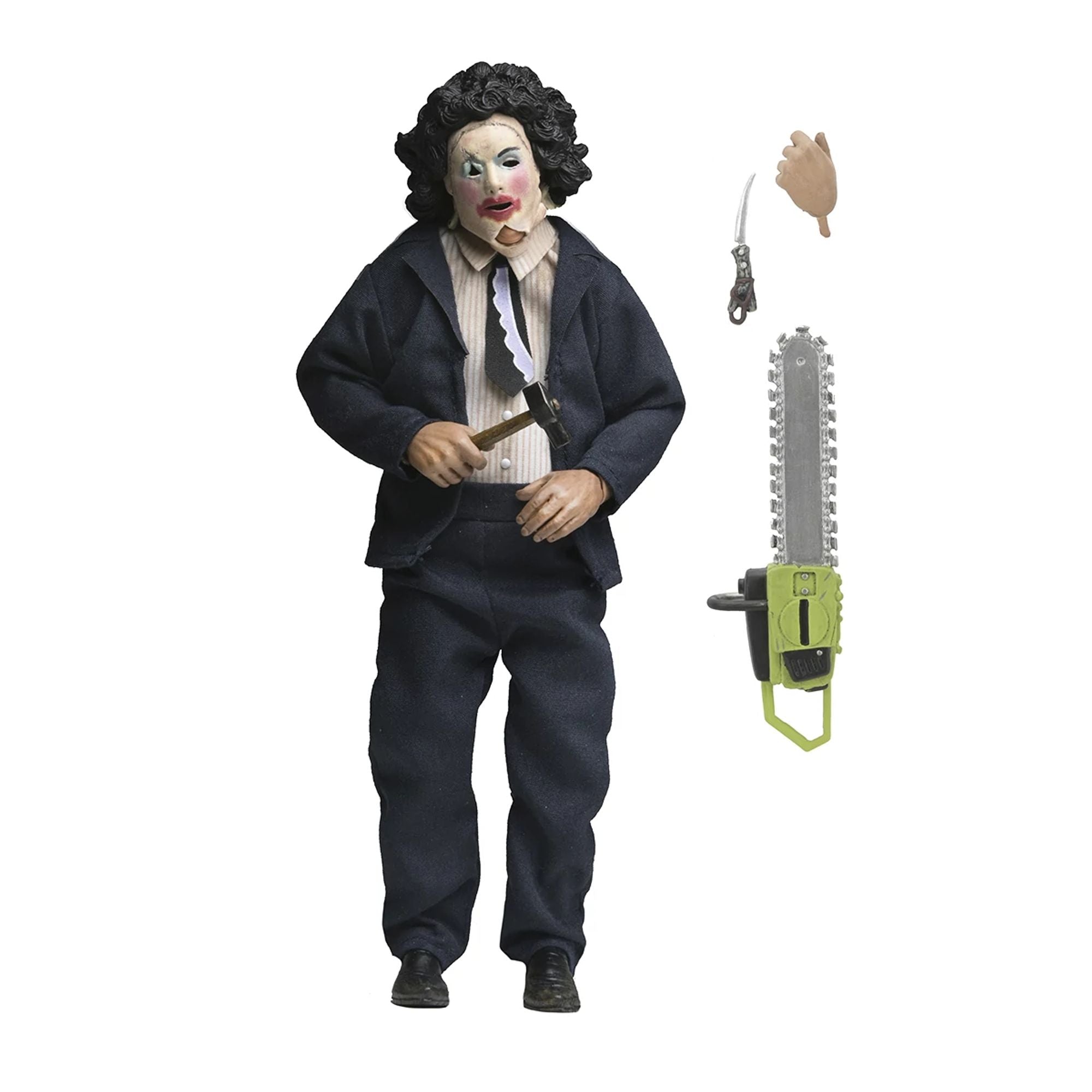 TEXAS CHAINSAW MASSACRE - 8” CLOTHED FIGURE - LEATHERFACE WITH PRETTY WOMAN MASK IN WINDOW BOX