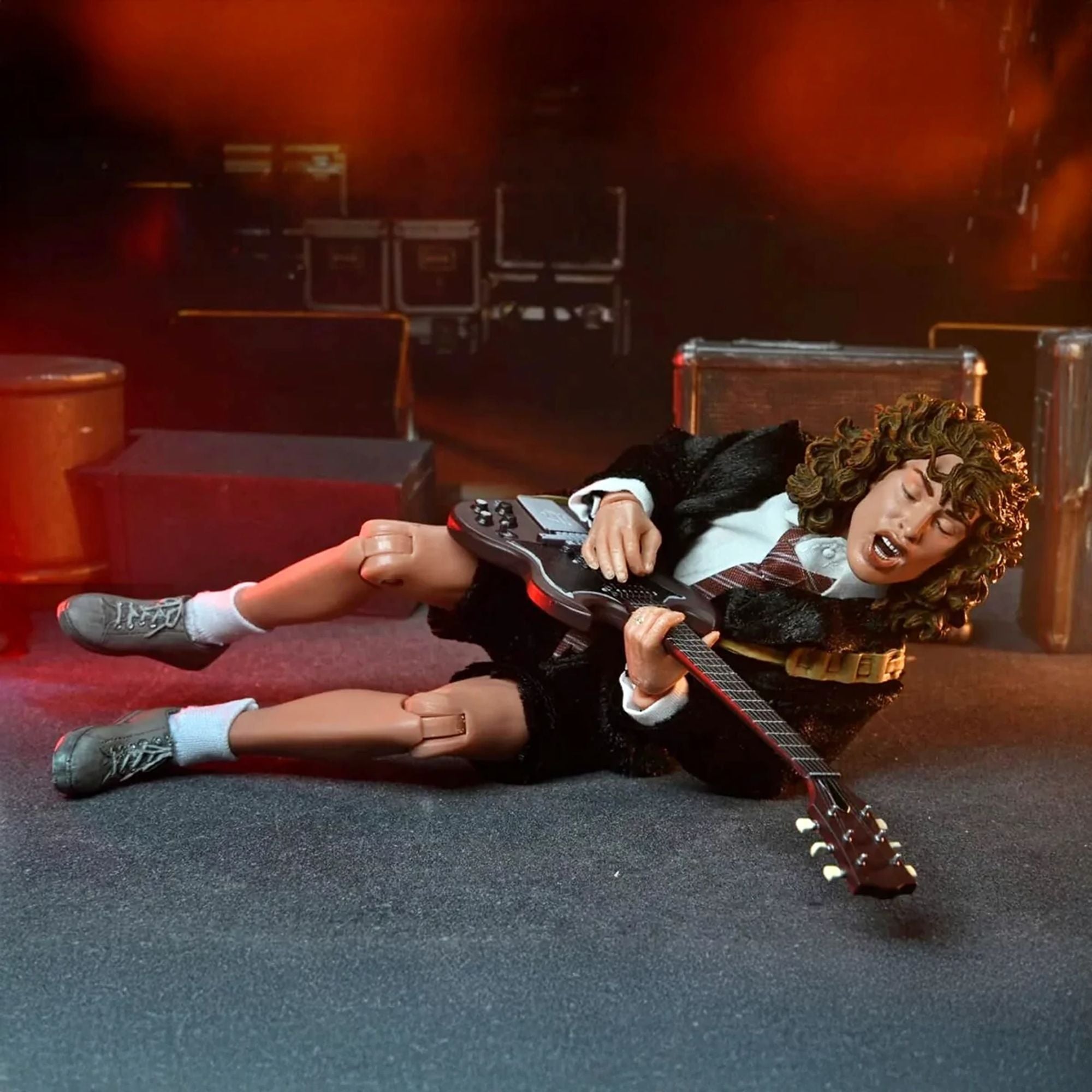 AC/DC 8” CLOTHED ACTION FIGURE -ANGUS YOUNG “HIGHWAY TO HELL” RETRO FIGURE