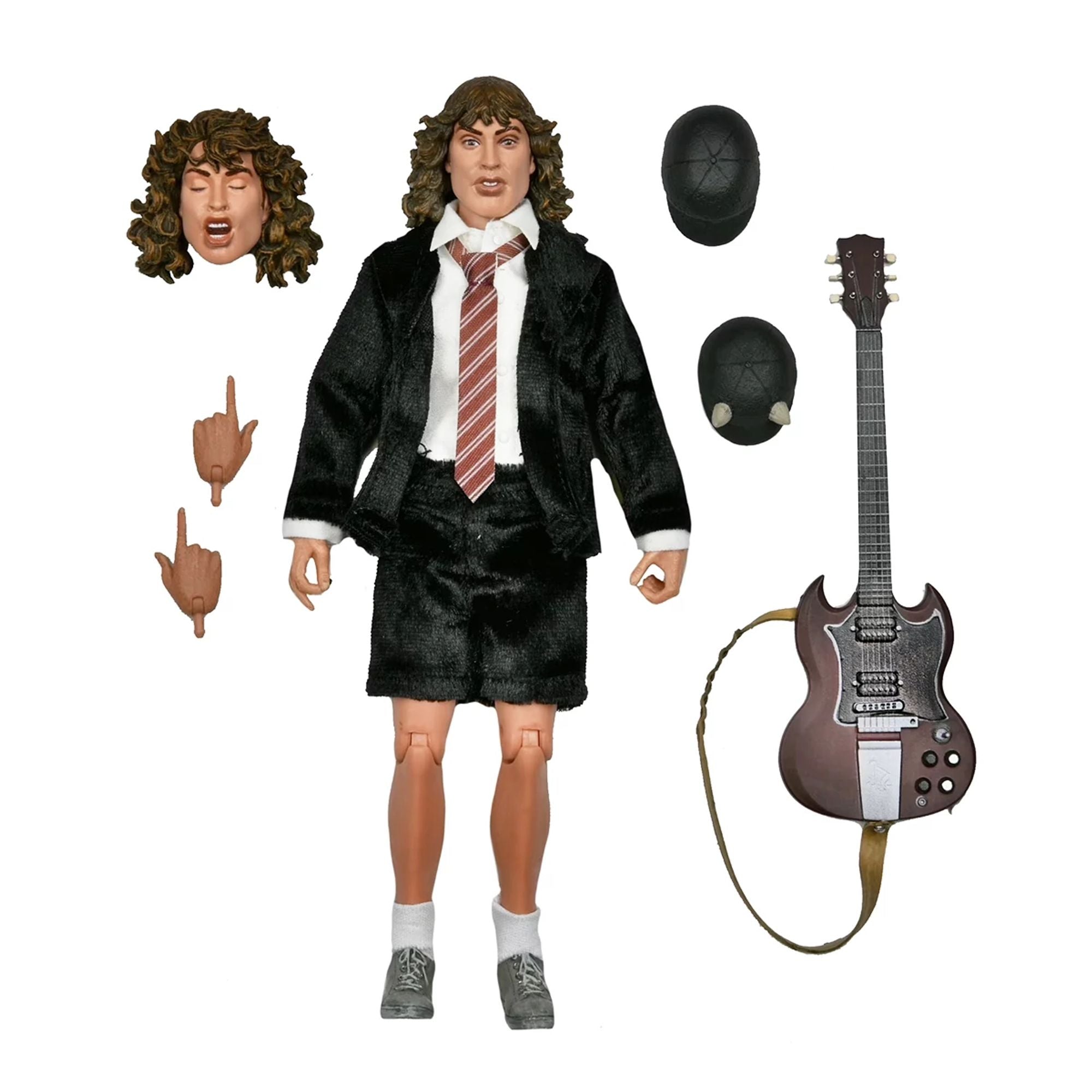 AC/DC 8” CLOTHED ACTION FIGURE -ANGUS YOUNG “HIGHWAY TO HELL” RETRO FIGURE