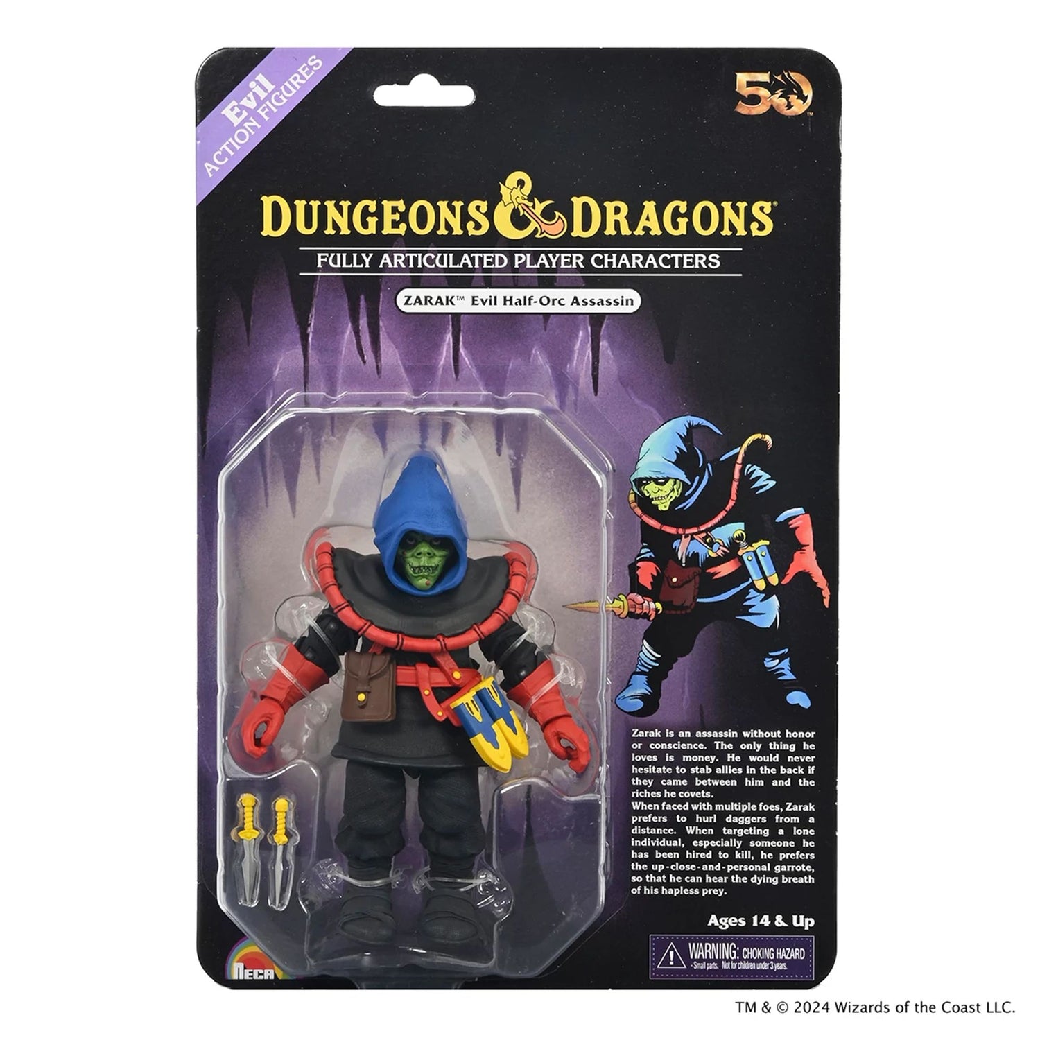 DUNGEONS AND DRAGONS - 7" SCALE FIGURE - 50TH ANNIVERSARY ZARAK ON BLISTER CARD