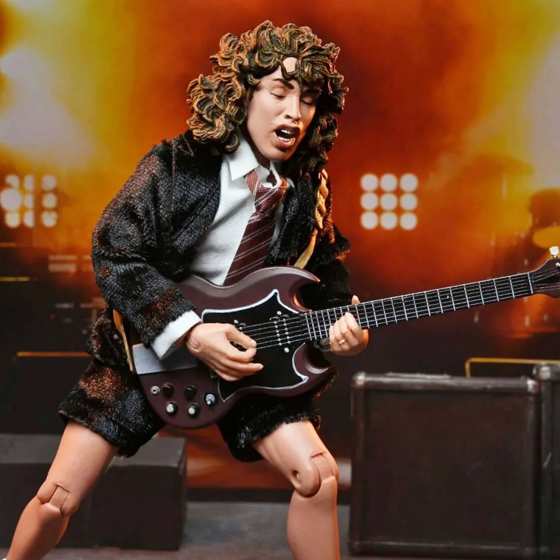 AC/DC 8” CLOTHED ACTION FIGURE -ANGUS YOUNG “HIGHWAY TO HELL” RETRO FIGURE