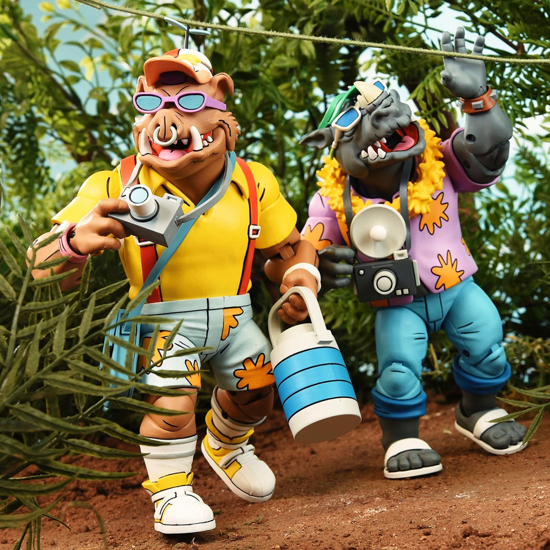 TEENAGE MUTANT NINJA TURTLES (CARTOON) - 7&quot; SCALE ACTION FIGURE-VACATION BEBOP AND ROCKSTEADY 2 PACK