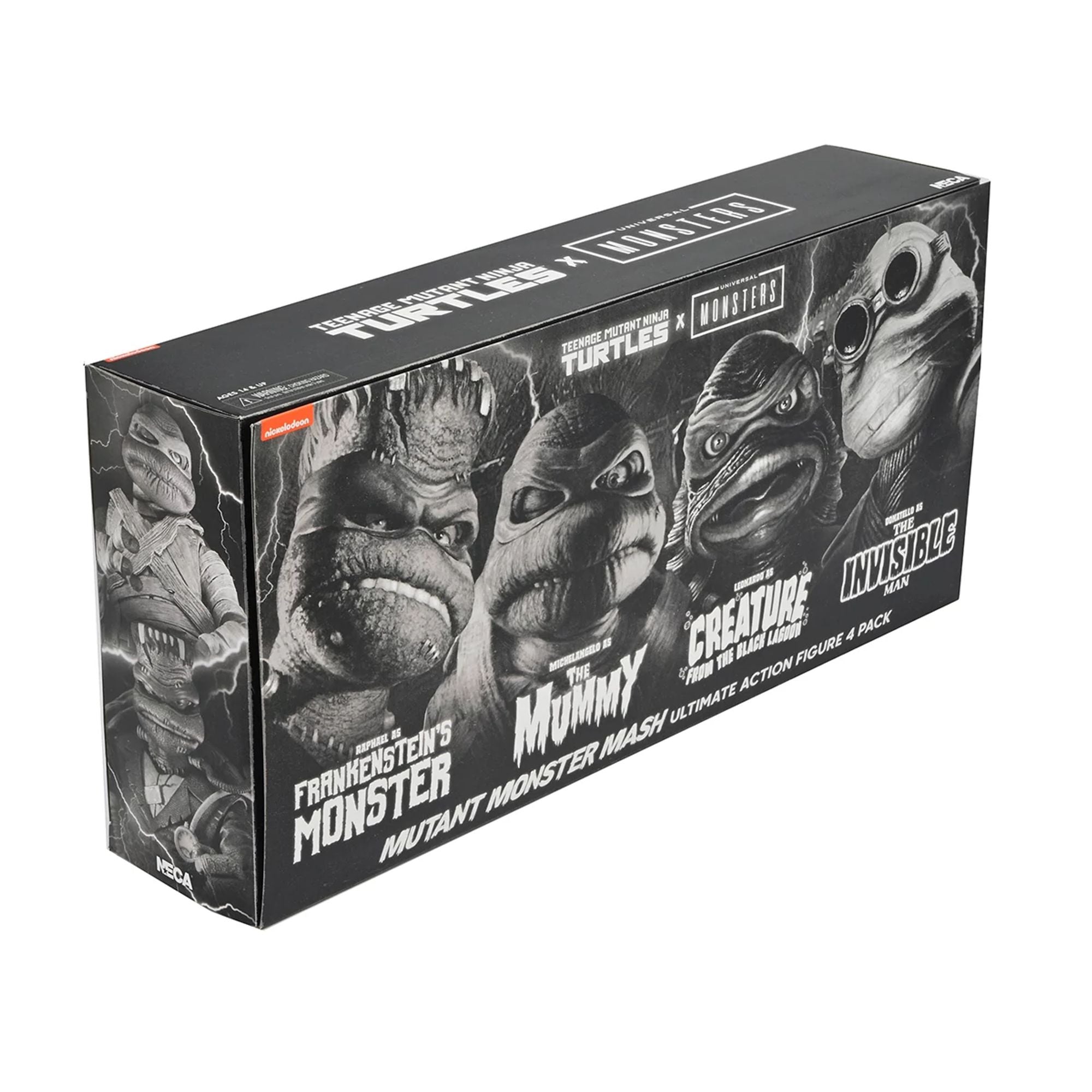 UNIVERSAL MONSTERS X TEENAGE MUTANT NINJA TURTLES - 7’’ SCALE ACTION FIGURE - BLACK &amp; WHITE TURTLES 4 PACK