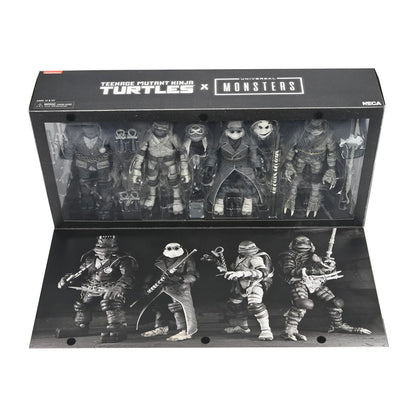 UNIVERSAL MONSTERS X TEENAGE MUTANT NINJA TURTLES - 7’’ SCALE ACTION FIGURE - BLACK &amp; WHITE TURTLES 4 PACK