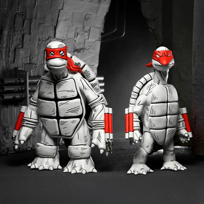 TEENAGE MUTANT NINJA TURTLES (MIRAGE COMICS) - 7&quot; SCALE ACTION FIGURE - BLACK &amp; WHITE FIRST TURTLES