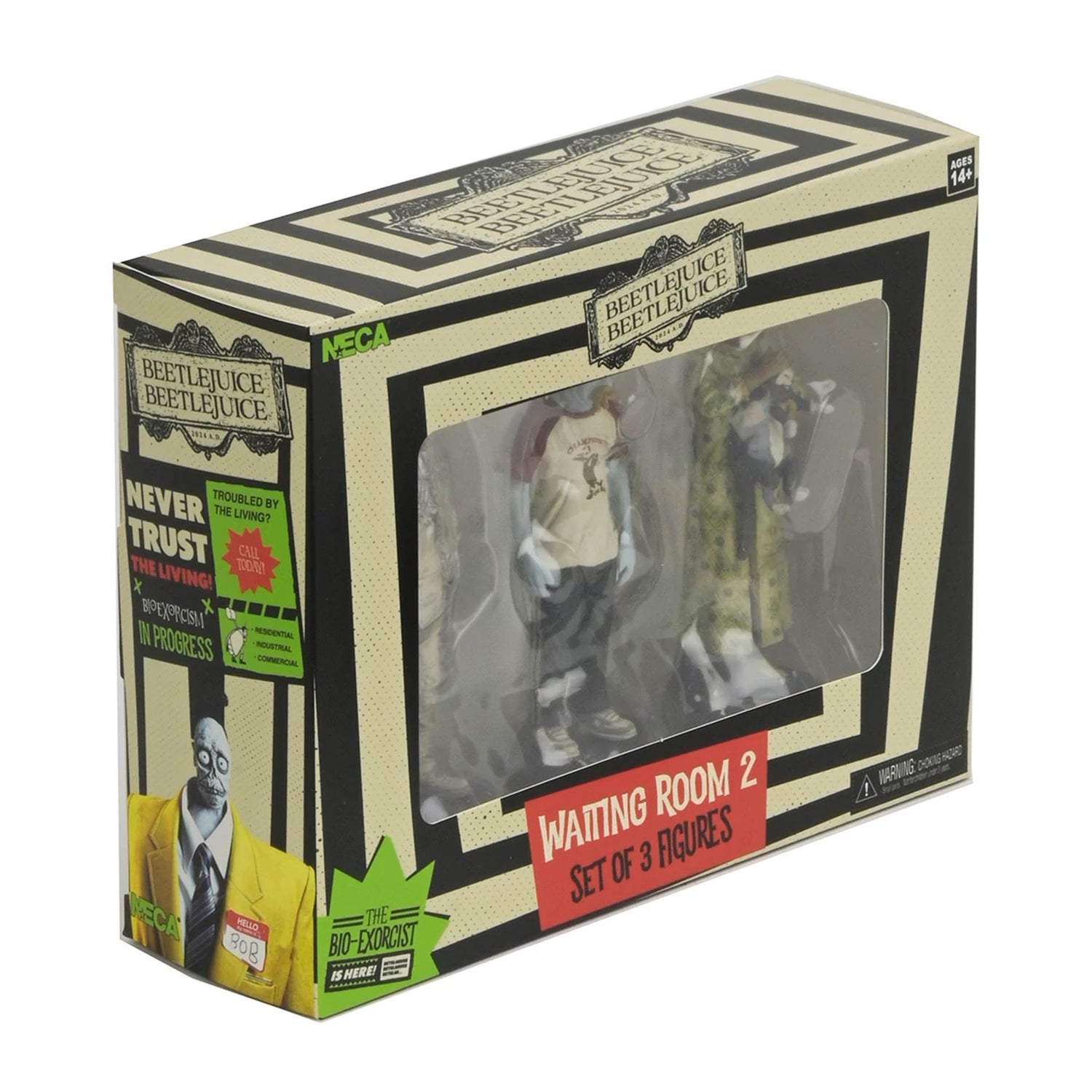 BEETLEJUICE BEETLEJUICE – 3&quot; SET - &quot;WAITING ROOM SET 2&quot; (CAT LADY, SPACE MAN, HOT DOG CHAMPION)