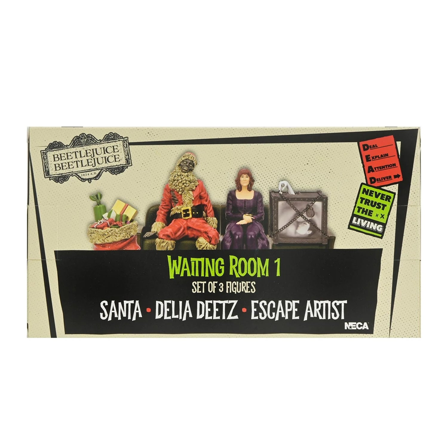 BEETLEJUICE BEETLEJUICE – 3&quot; SET - &quot;WAITING ROOM SET 1&quot; (DELIA, ESCAPE ARTIST, MUMMIFIED SANTA)