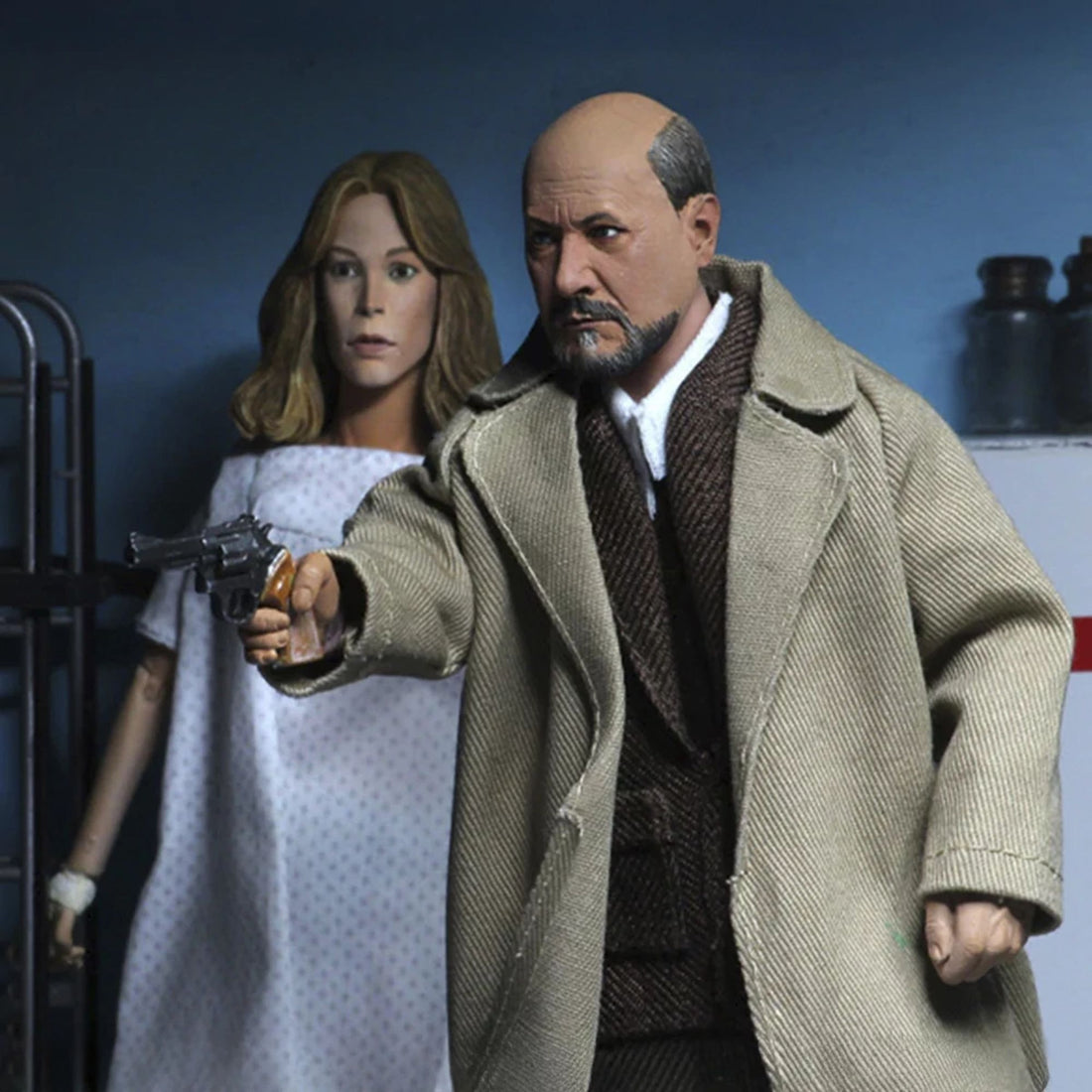 HALLOWEEN 2 (1981) 8” CLOTHED ACTION FIGURE 2 PACK- DR. LOOMIS AND LAURIE STRODE
