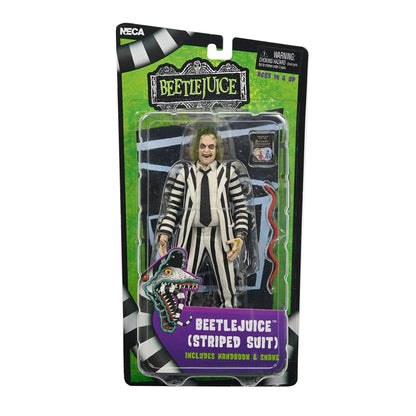 BEETLEJUICE (1988) - 7&quot; SCALE ACTION FIGURE – BLACK AND WHITE STRIPED SUIT BEETLEJUICE IN BLISTER PA